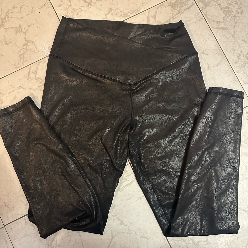 Faux Leather Black Leggings American Eagle Large